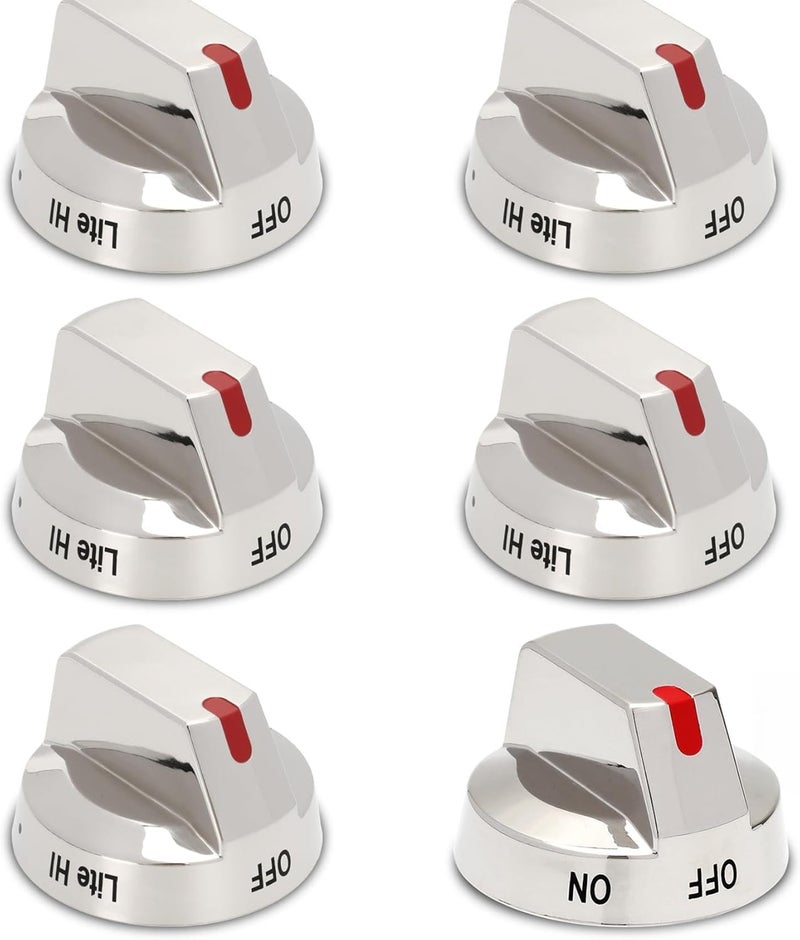P Polerden DG94-01712A Stove knob&DG94-01713A Light knob (6 Pack) Gas Range Burner Control Dial Knob for Samsung Range Oven Stove NX58M9420SS NX58M9420SSAA NX58M9420SSAA-00 - Image 1